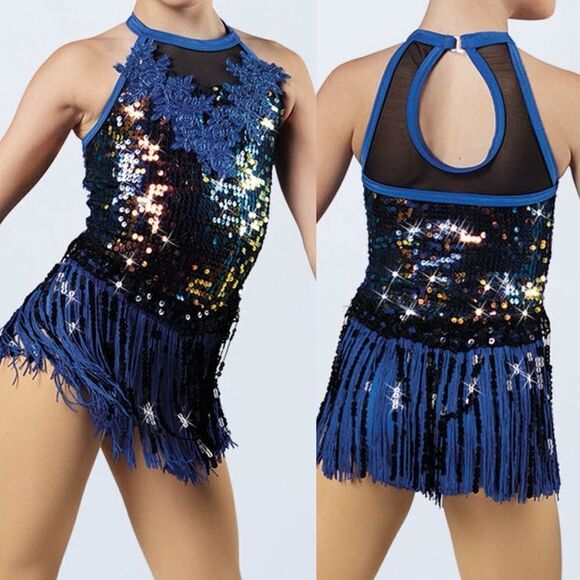 WEISSMAN Dance blue sequin fringe dress That's How You Jazz 13702 MC - Picture 1 of 10
